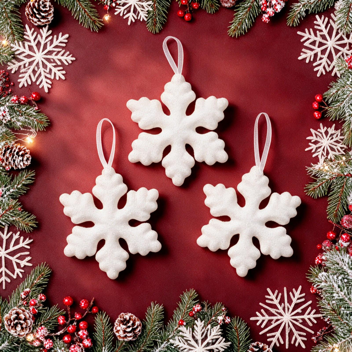 Artificial Snow Foam Snowflake Christmas Decorations 3-Pack