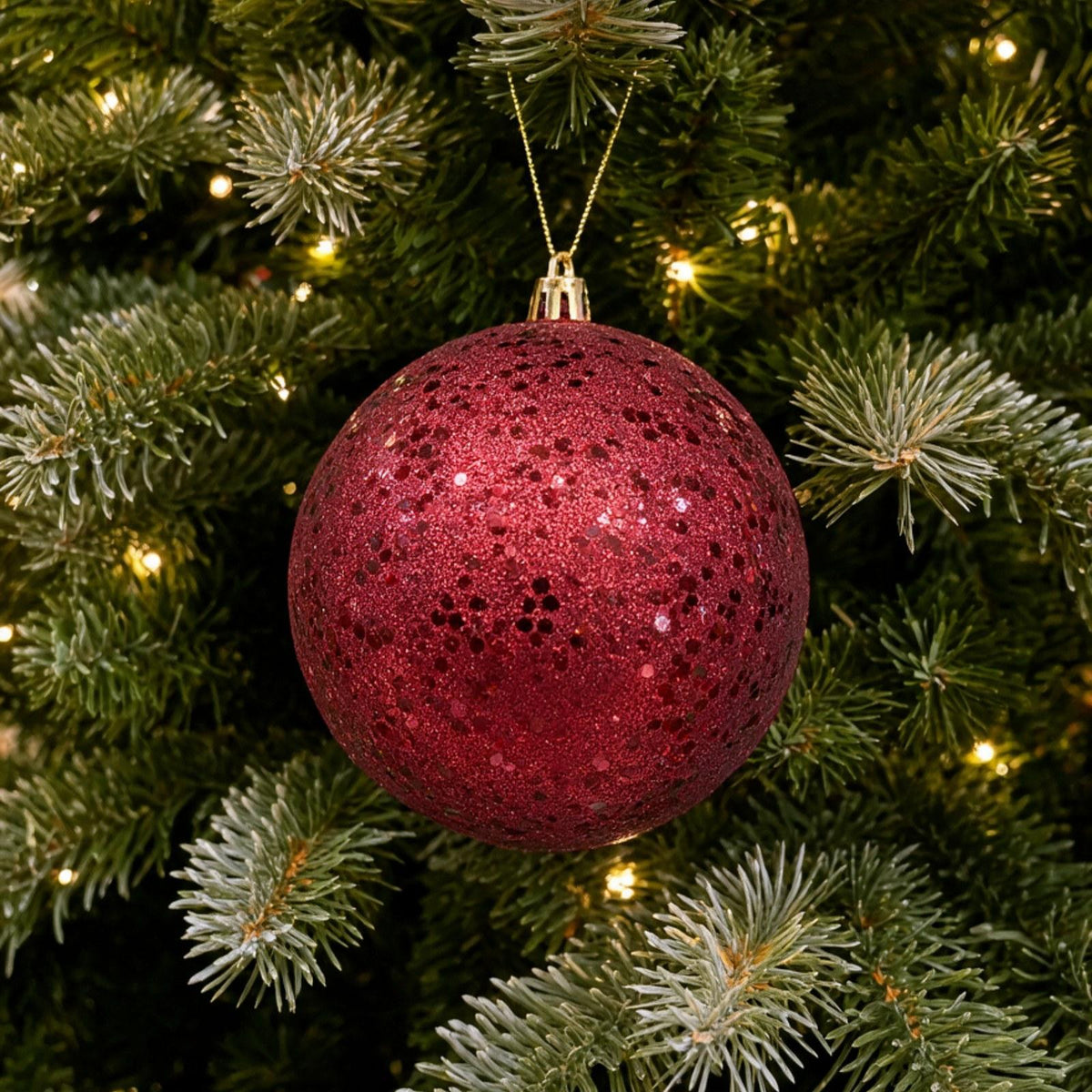 Christmas Tree Baubles 4-Pack Glitter & Embossed Ornaments