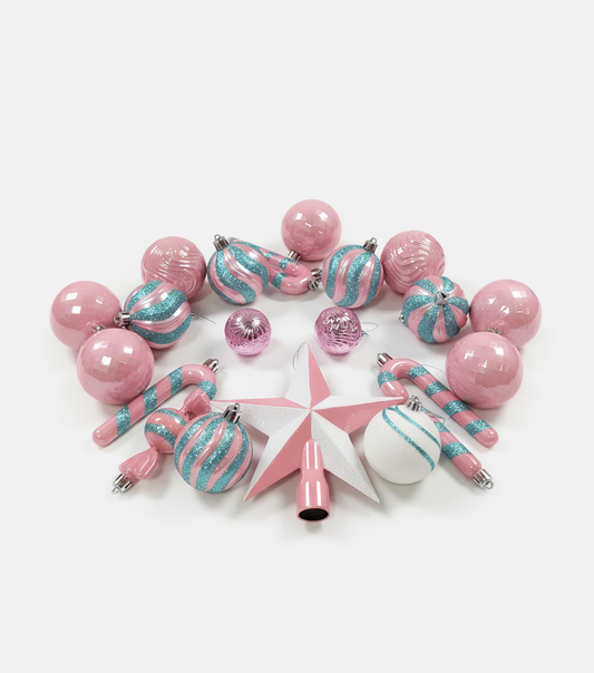 Blush & Teal Ornament Set