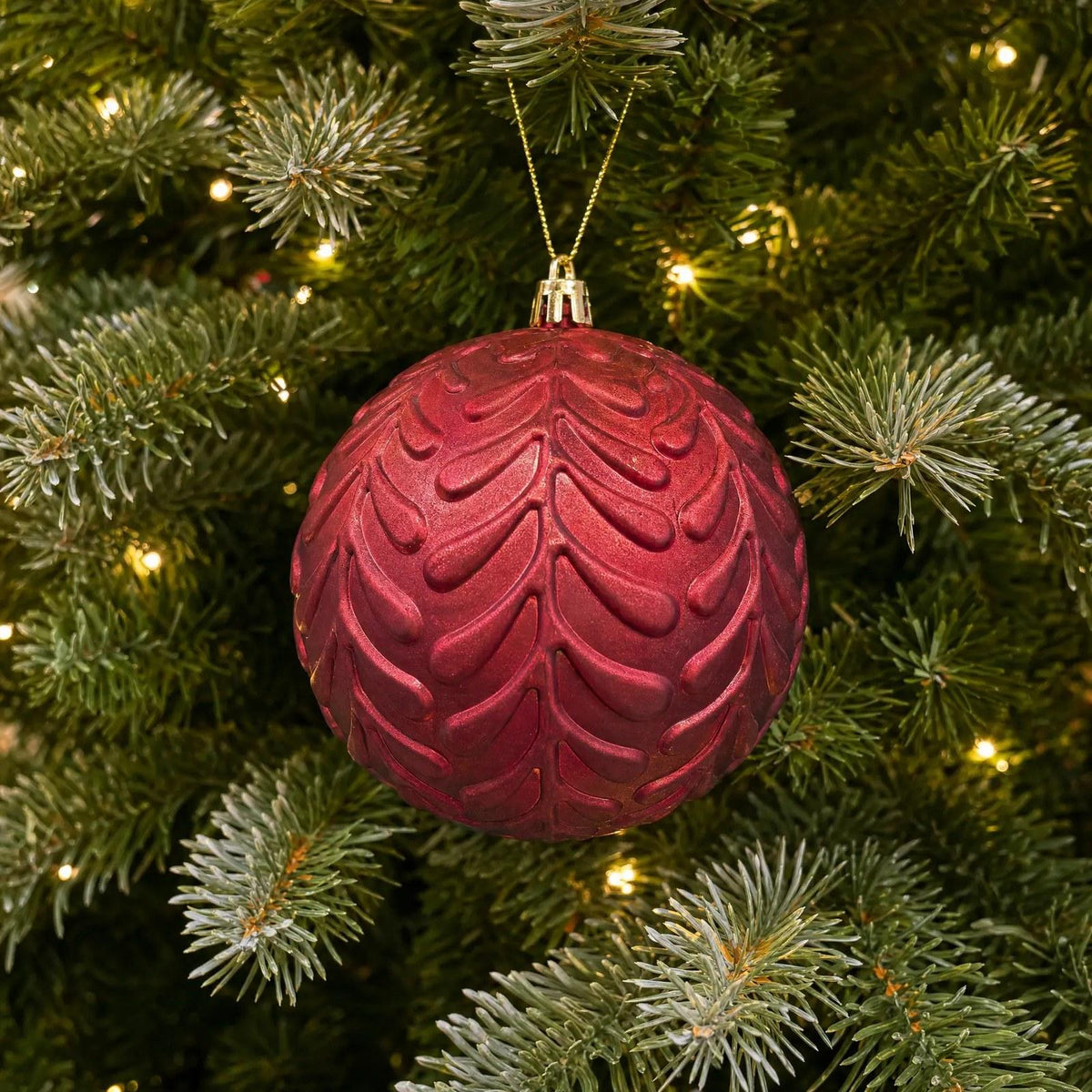 Christmas Tree Baubles 4-Pack Glitter & Embossed Ornaments