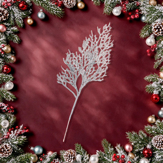 Snow Coral Spray Glitter Christmas Branch Decoration