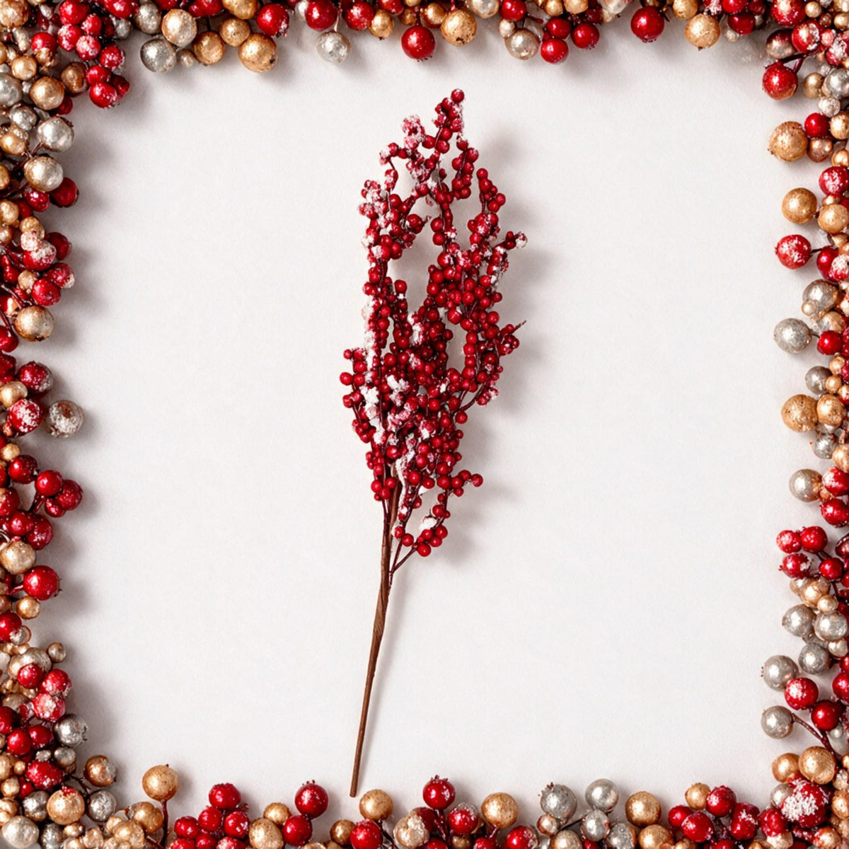 Frosted Artificial Christmas Berry Pick Stem Decoration