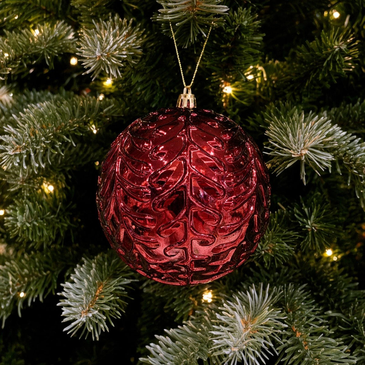 Christmas Tree Baubles 4-Pack Glitter & Embossed Ornaments